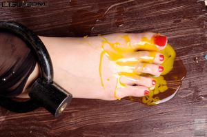 [丽 柜 美 ​​束 LiGui] Modelo Saya "Grilletes de seda negra" Imagen de la foto del pie de seda